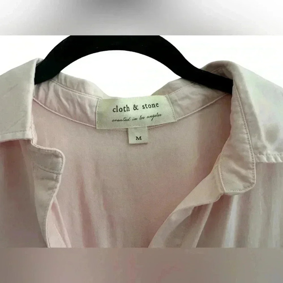 Cloth & Stone Pink Tencel Flap Pocket Button Down Long Sleeve Top EUC Medium - Picture 3 of 12